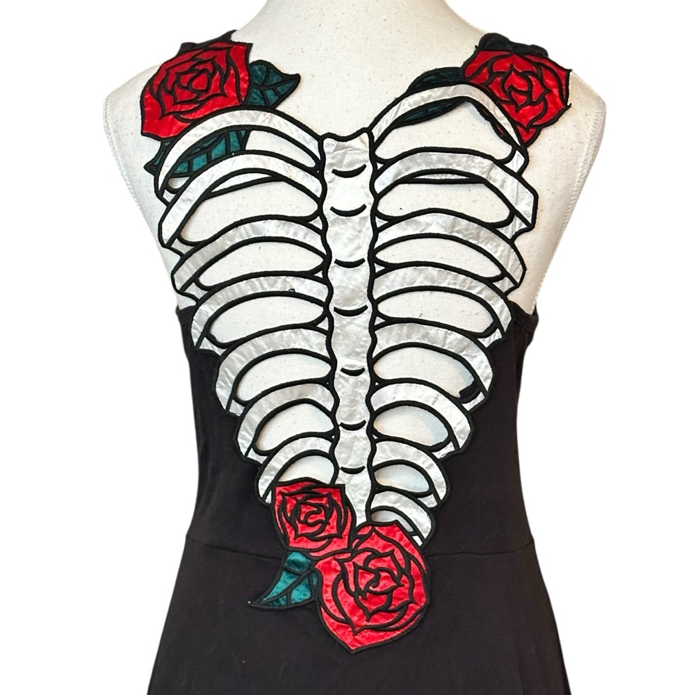 Hell Bunny Ribcage Skeleton Cut out goth emo dress - Picture 2 of 4